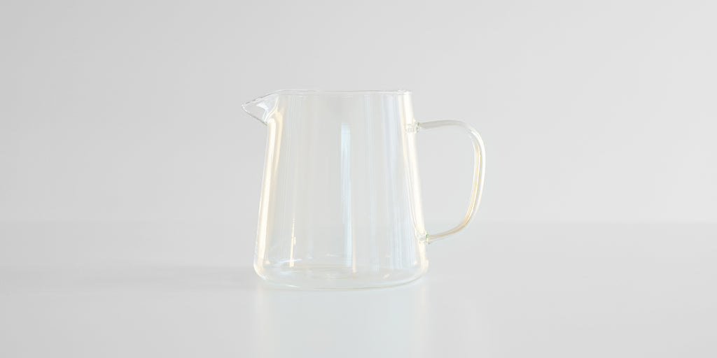 Side view of a large glass server.