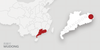 A map of China highlighting Guangdong province. There is a red dot on Wudong