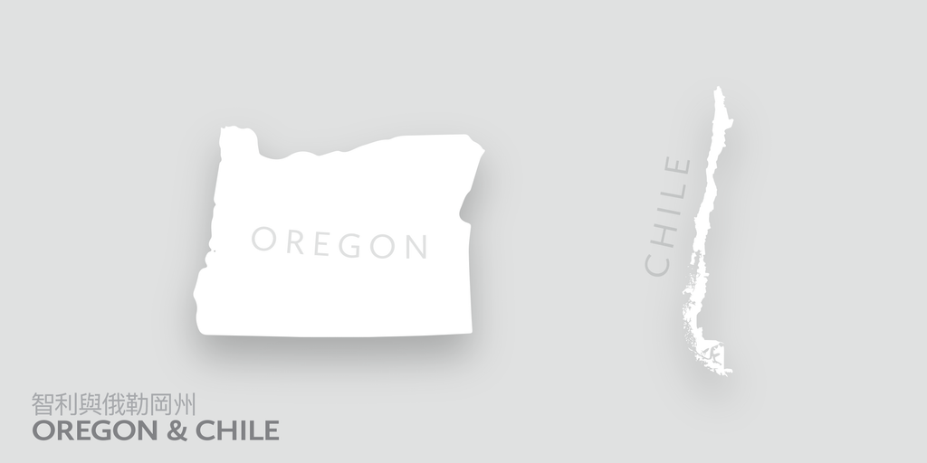 Maps of Oregon and Chile