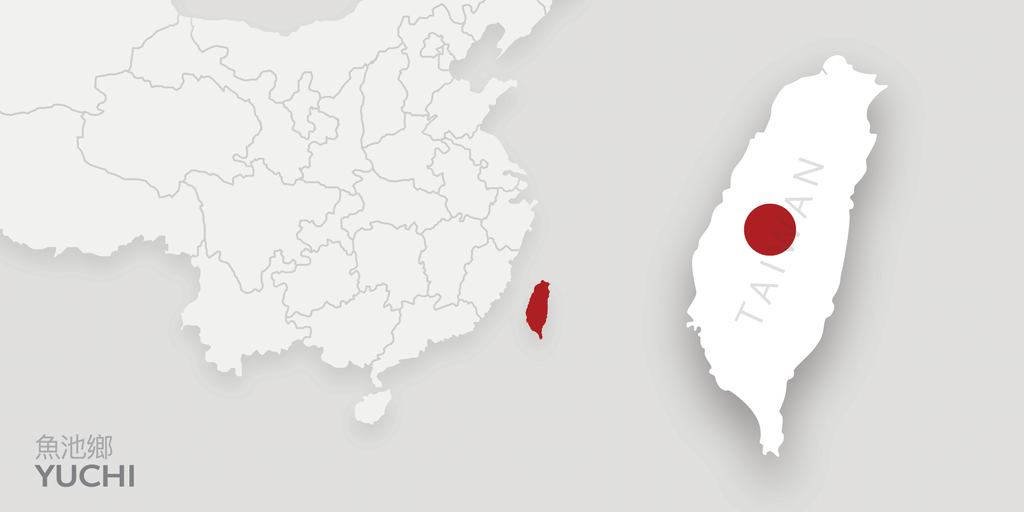 A map of Taiwan. There is a red dot on Yuchi